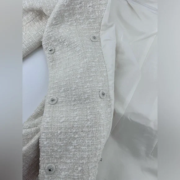 Self-Portrait Cream off white Metallic Boucle Mini Jacket Dress Size UK 10 US 6 - Picture 13 of 16